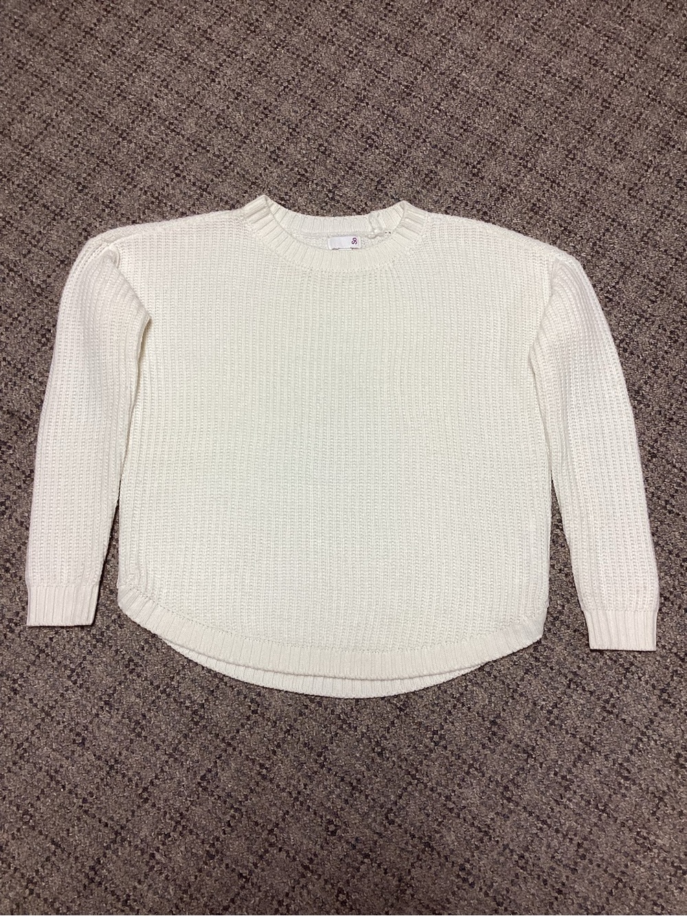So Cream Chunky Crewneck Waffle Knit Sweater * Size Small